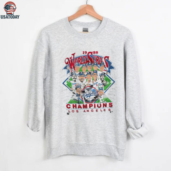 1988 Los Angeles Dodgers World Series Champions Vintage White Salem Sportswear MLB Caricature Shirt