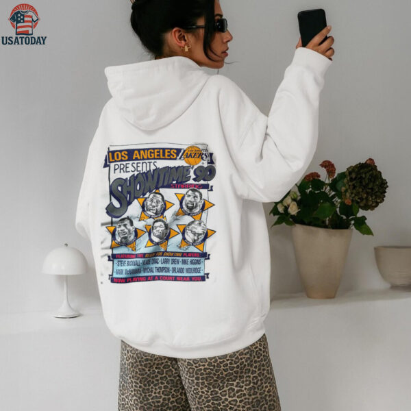 1990 Los Angeles Lakers Vintage White Nutmeg Mills “Showtime 90” Movie Poster Inspired NBA Shirt