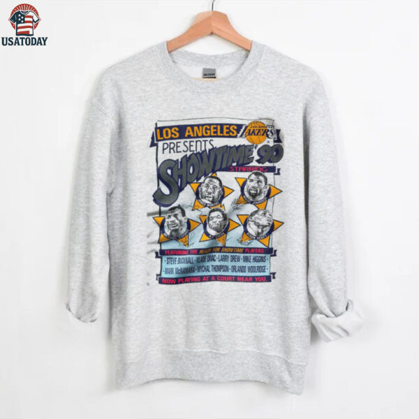 1990 Los Angeles Lakers Vintage White Nutmeg Mills “Showtime 90” Movie Poster Inspired NBA Shirt