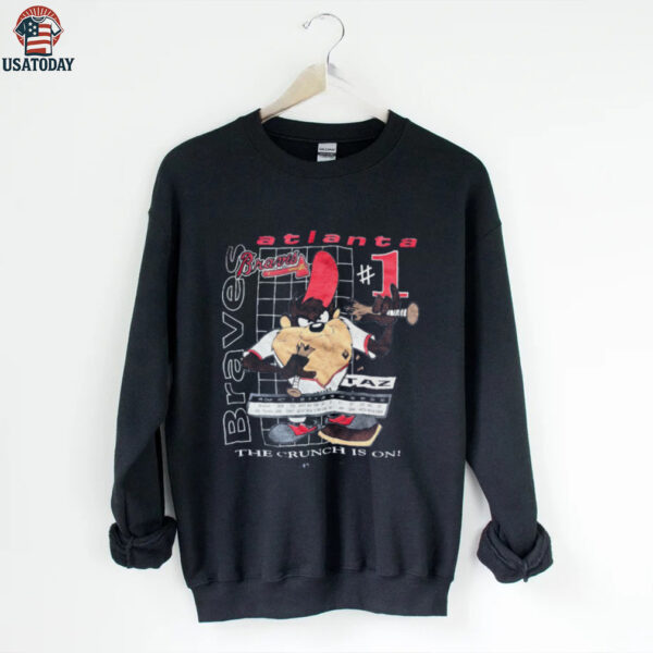 1993 Atlanta Braves x Taz Looney Tunes Vintage “The Crunch Is On” MLB Cartoon Shirt