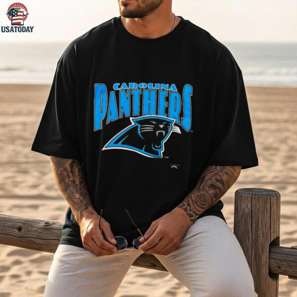 1993 Carolina Panthers Vintage Black Nutmeg Mills Big Logo Spellout NFL Shirt