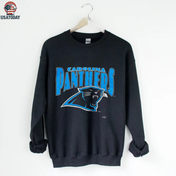 1993 Carolina Panthers Vintage Black Nutmeg Mills Big Logo Spellout NFL Shirt