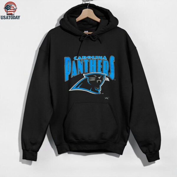 1993 Carolina Panthers Vintage Black Nutmeg Mills Big Logo Spellout NFL Shirt
