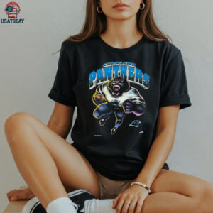 1993 Carolina Panthers Vintage Faded Black Nutmeg Mills Roaring Cartoon Panther NFL Shirt
