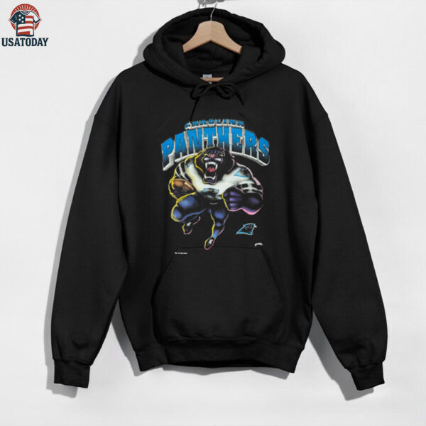 1993 Carolina Panthers Vintage Faded Black Nutmeg Mills Roaring Cartoon Panther NFL Shirt