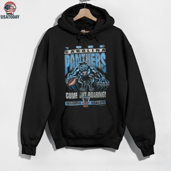 1995 Carolina Panthers Vintage Faded Black Inaugural Season Come Out Roaring Starter NFL Shirt