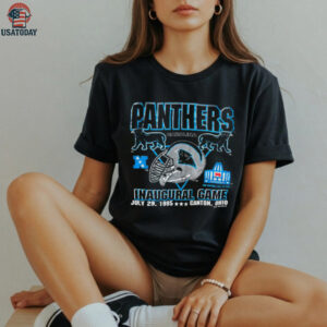1995 Carolina Panthers Vintage Logo 7 Inaugural Season Hall of Fame Game Full Alternate Cat Logo NFL Shirt