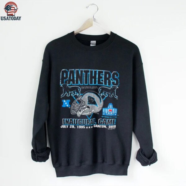 1995 Carolina Panthers Vintage Logo 7 Inaugural Season Hall of Fame Game Full Alternate Cat Logo NFL Shirt