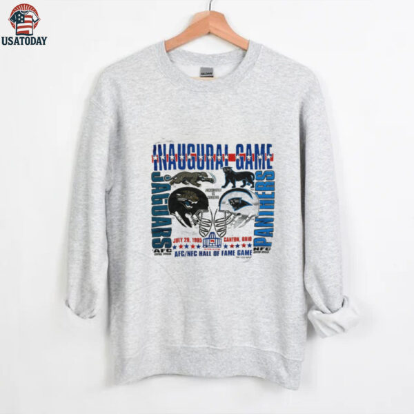 1995 Carolina Panthers vs. Jacksonville Jaguars Vintage Heather Grey Logo 7 Inaugural Game Hall of Fame Game NFL Shirt
