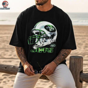 1996 New York Jets Vintage Black Lee Sport Realistic Helmet NFL Shirt