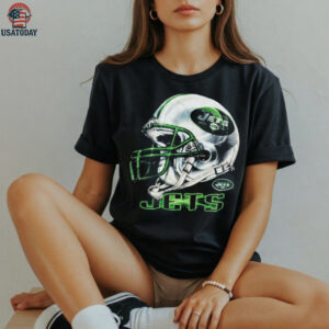 1996 New York Jets Vintage Black Lee Sport Realistic Helmet NFL Shirt