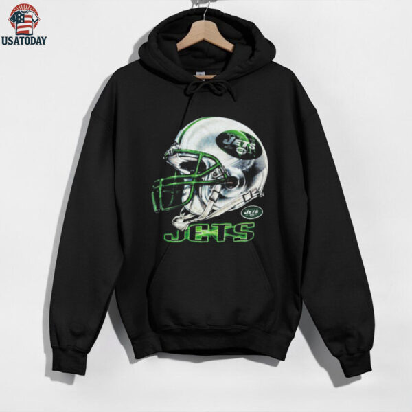 1996 New York Jets Vintage Black Lee Sport Realistic Helmet NFL Shirt