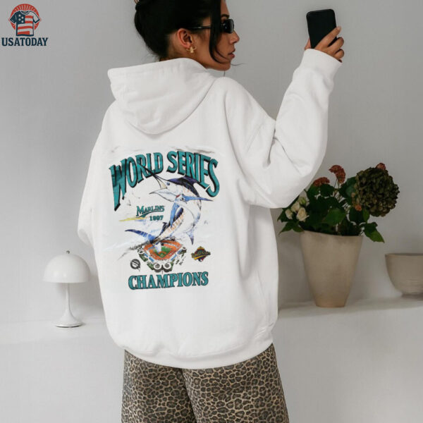 1997 Florida Marlins World Series Champions Vintage White Pro Player Realistic Graphic MLB Shirt
