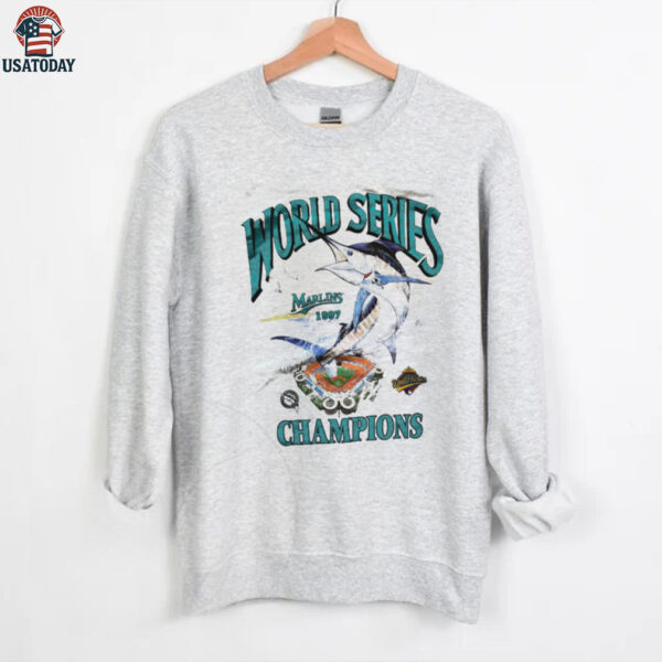 1997 Florida Marlins World Series Champions Vintage White Pro Player Realistic Graphic MLB Shirt