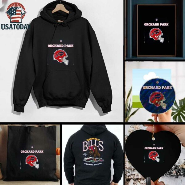 2025 Buffalo Bills Red Helmets Orchard Park Highmark Stadium 2 sided t shirt