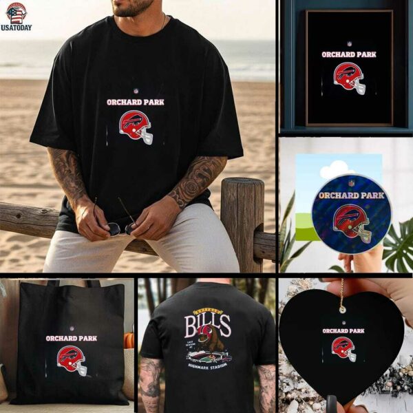 2025 Buffalo Bills Red Helmets Orchard Park Highmark Stadium 2 sided t shirt