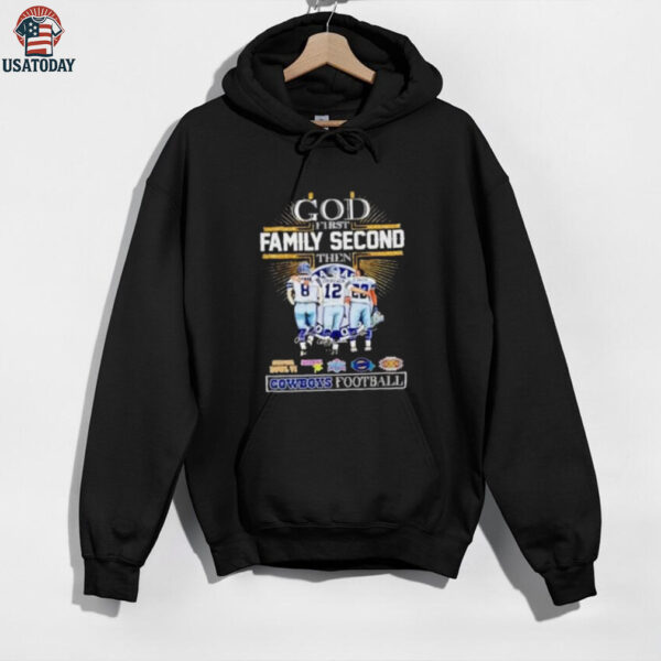 Aikman Staubach E. Smith God First Family Second Then Dallas Cowboys football shirt