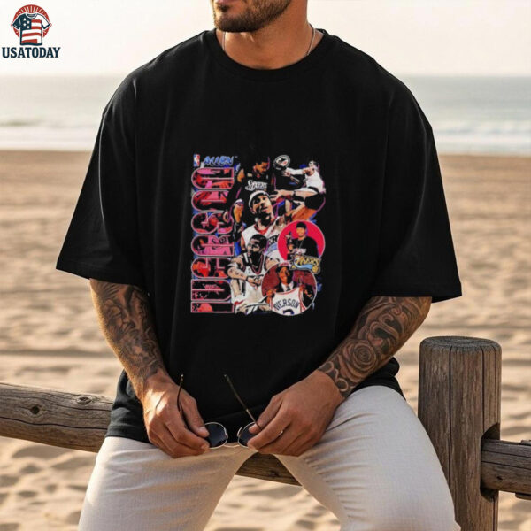 Allen Iverson Philadelphia 76ers player name collage vintage graphic shirt