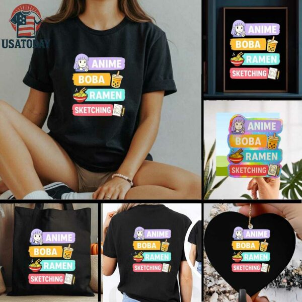 Anime Boba Ramen Sketching shirt