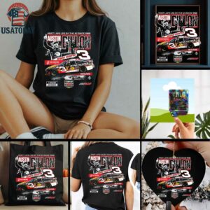 Austin Dillon Checkered Flag Sports Black 2025 Cook Out 400 Race Winner T Shirt