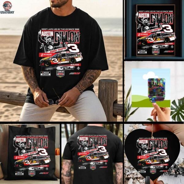 Austin Dillon Checkered Flag Sports Black 2025 Cook Out 400 Race Winner T Shirt