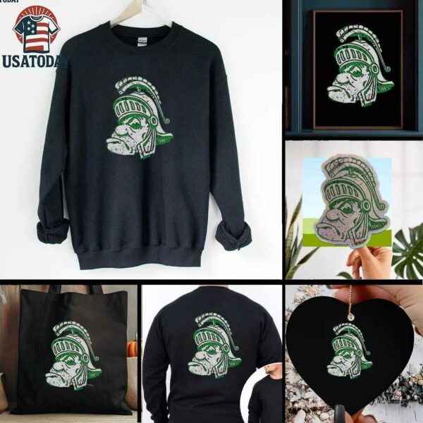 Awesome Michigan State University Spartans Big Head Logo T Shirt