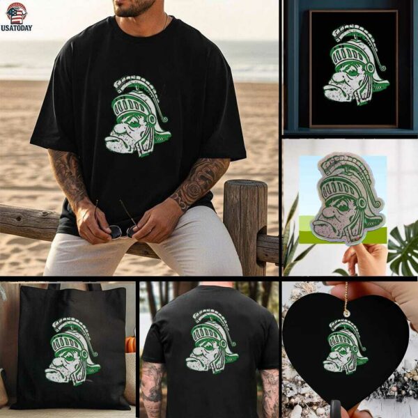 Awesome Michigan State University Spartans Big Head Logo T Shirt