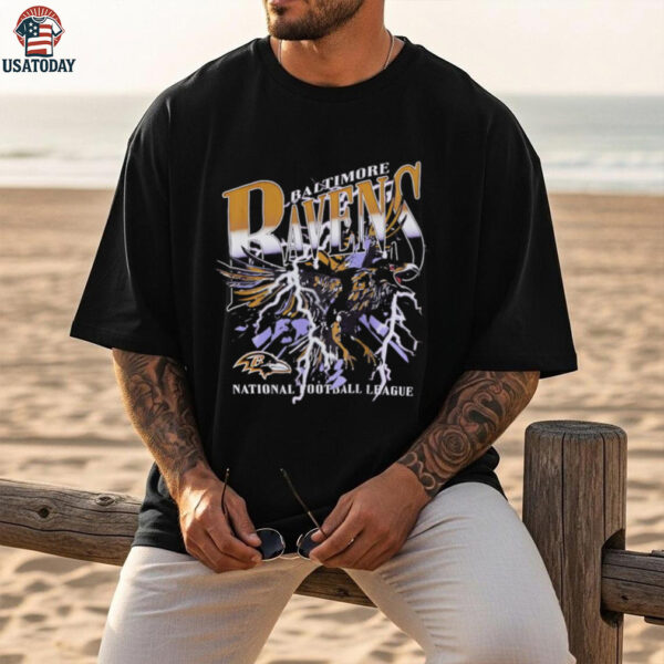 Baltimore Ravens national football league crow lighting graphic shirt