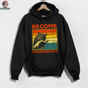 Become Ungovernable   Black Cat Biting Hand Meme Shirt