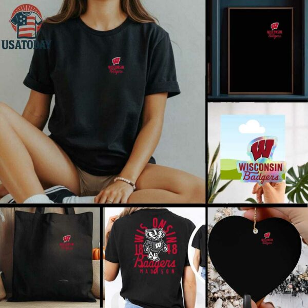 Black Wisconsin Badgers Comfort Colors Mascot Overlay T Shirt
