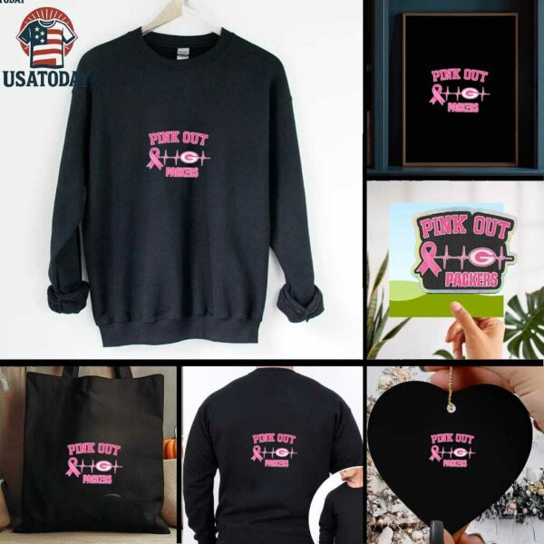 Breast Cancer Awareness Heartbeat Pink Out Green Bay Packers shirt