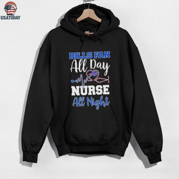 Buffalo Bills All Day Nurse All Night Heartbeat T shirts