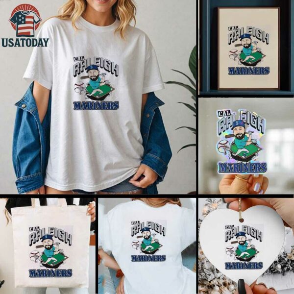 Cal Raleigh caricature swing Seattle Mariners shirt