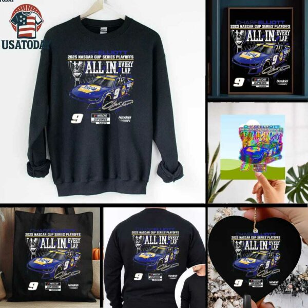 Chase Elliott Checkered Flag Sports 2025 NASCAR Cup Series Playoffs NAPA All In T Shirt