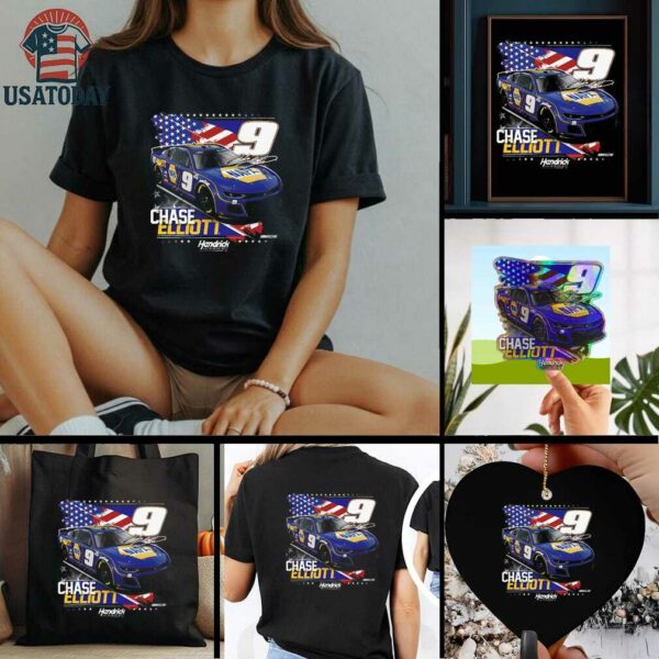 Chase Elliott Hendrick Motorsports Team Collection NAPA Patriotic Car T Shirt