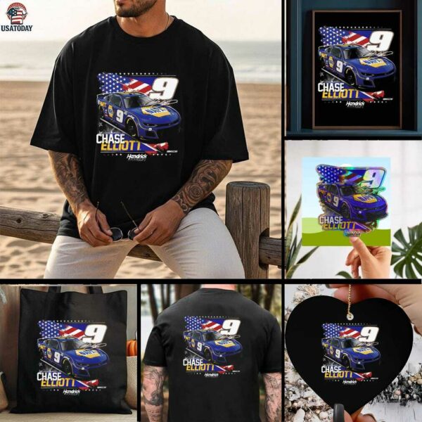 Chase Elliott Hendrick Motorsports Team Collection NAPA Patriotic Car T Shirt