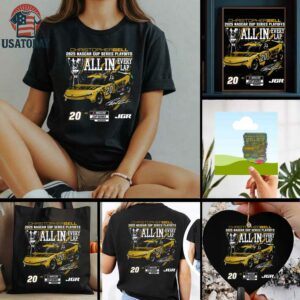 Christopher Bell Checkered Flag Sports Black 2025 NASCAR Cup Series Playoffs DeWalt All In T Shirt