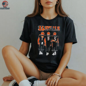 Cincinnati Bengals Ja’Marr Chase Joe Burrow and Tee Higgins signatures shirt