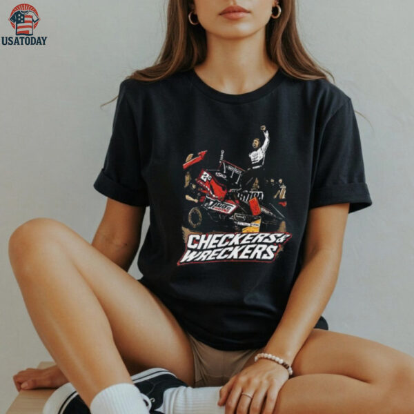 Cole Macedo two C racing checkers and wreckers shirt