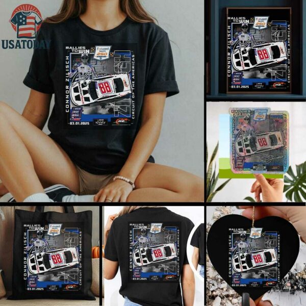 Connor Zilisch Checkered Flag Sports Black 2025 Focused Health 250 Race Winner T Shirt