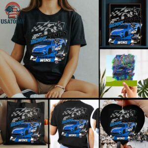 Denny Hamlin Checkered Flag Sports 2025 Autotrader EchoPark Automotive 400 Race Win T Shirt