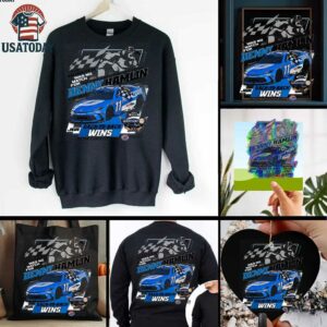 Denny Hamlin Checkered Flag Sports 2025 Autotrader EchoPark Automotive 400 Race Win T Shirt