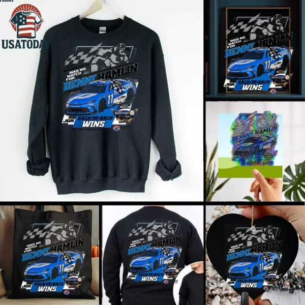 Denny Hamlin Checkered Flag Sports 2025 Autotrader EchoPark Automotive 400 Race Win T Shirt