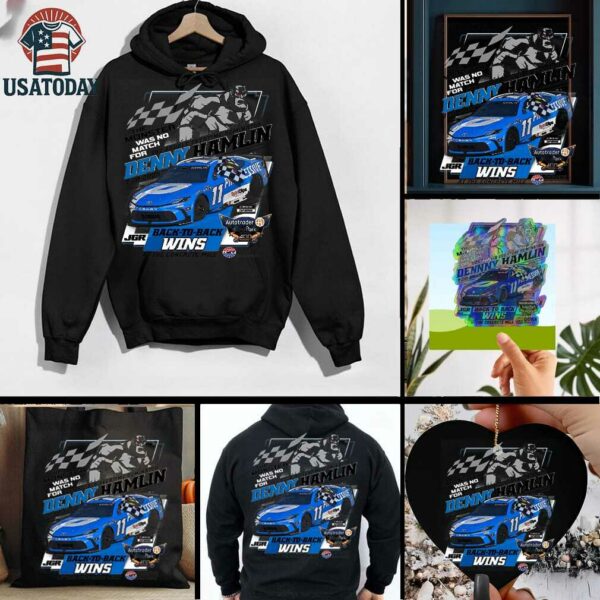 Denny Hamlin Checkered Flag Sports 2025 Autotrader EchoPark Automotive 400 Race Win T Shirt