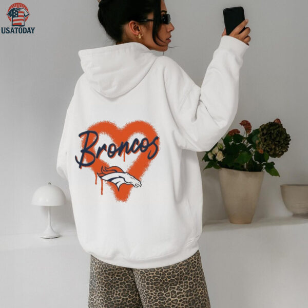 Denver Broncos Spray Heart Boxy T Shirt