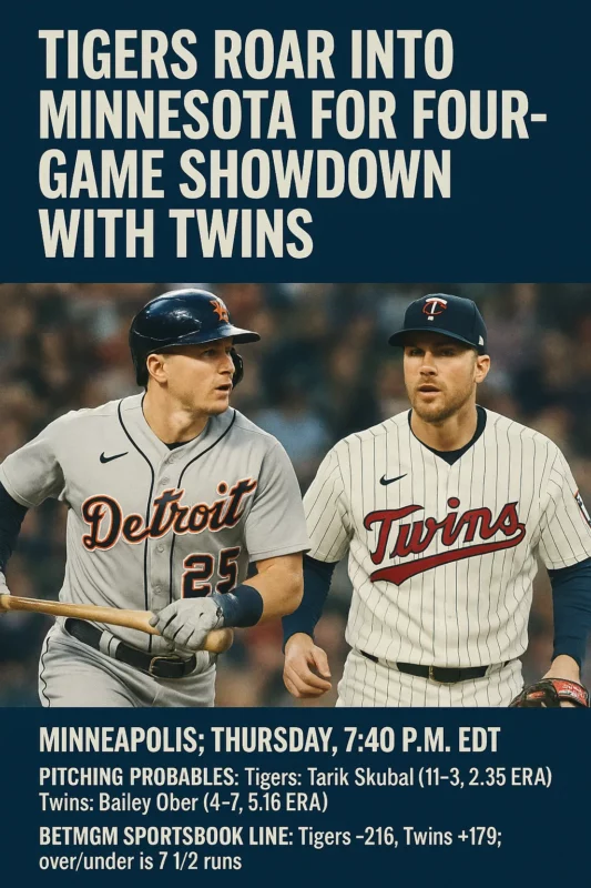 Detroit Tigers Roar Into Minnesota for Four Game Showdown with Twins