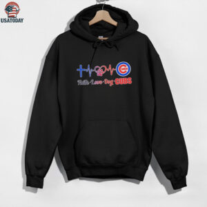 Faith love dog Chicago Cubs heartbeat shirt