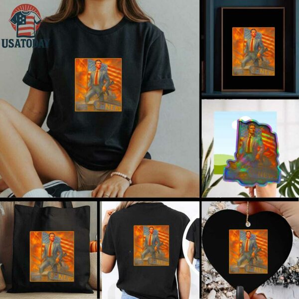 Gavin Newsom Patriotic Tank with Flag and Rifle Artwork shirt