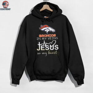 In My Veins Jesus In My Hear Denver Broncos Shirt