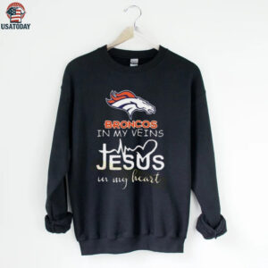 In My Veins Jesus In My Hear Denver Broncos Shirt